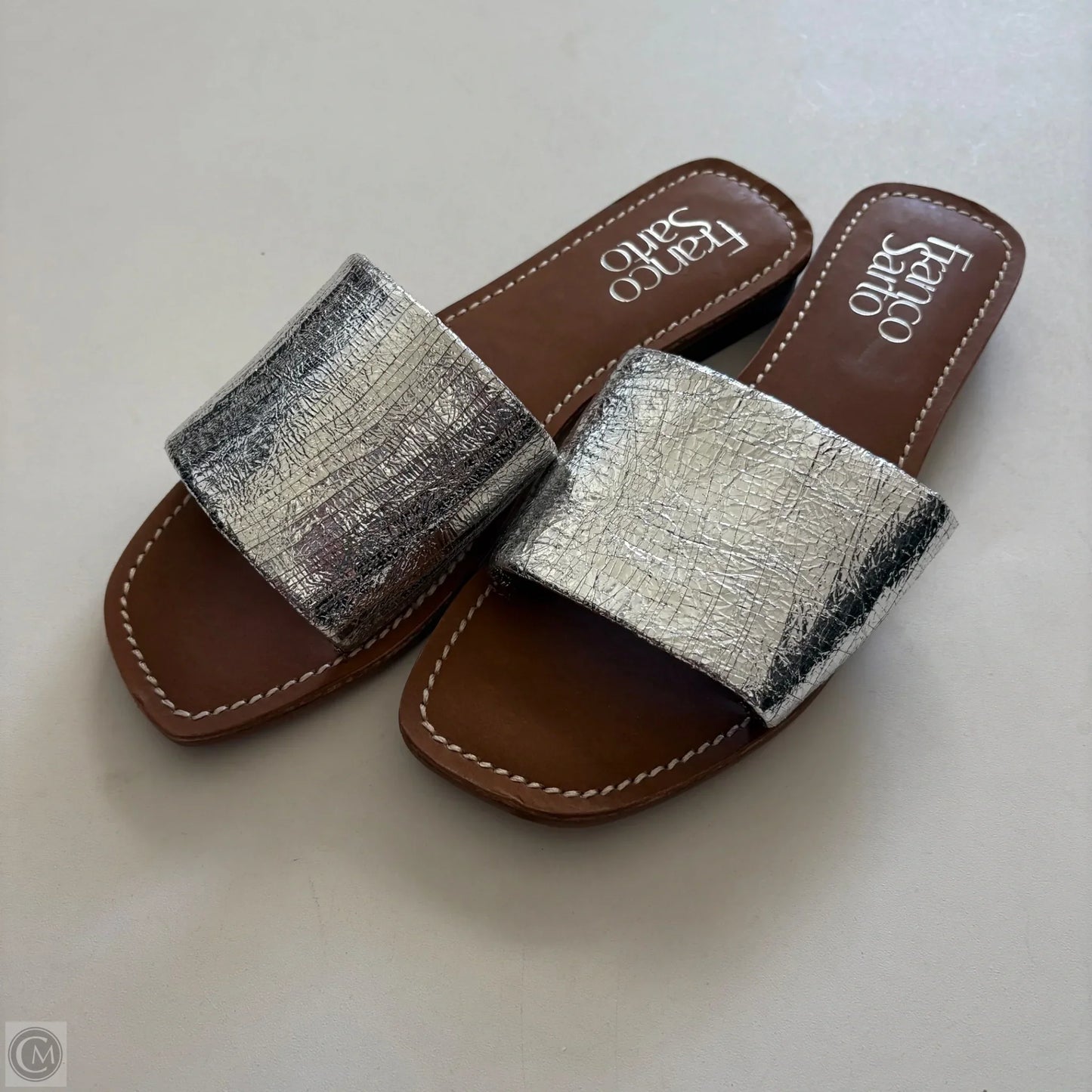 Sandals Flip Flops By Franco Sarto In Silver, Size: 9