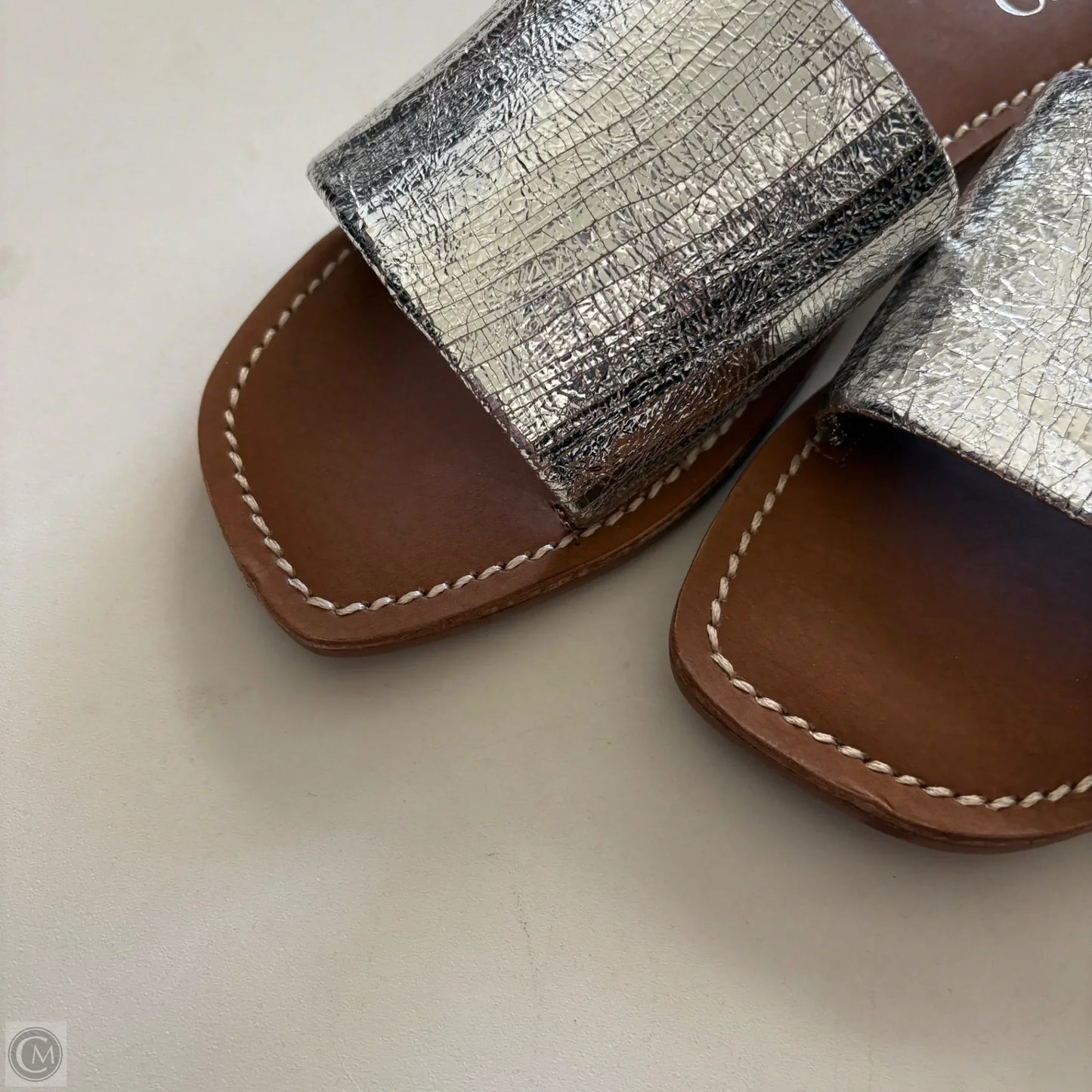 Sandals Flip Flops By Franco Sarto In Silver, Size: 9