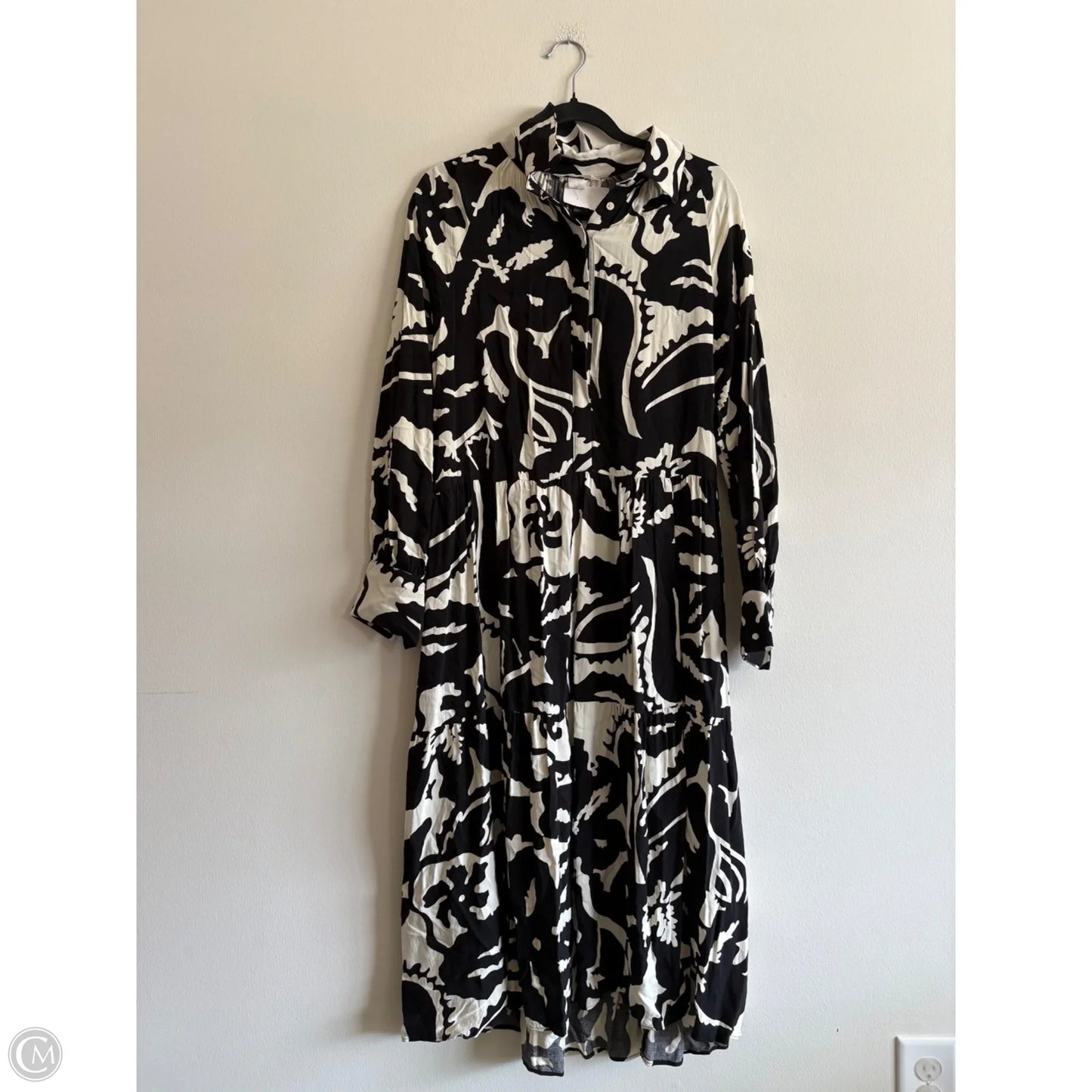 Dress Casual Maxi By H&m In Black & Cream, Size: S