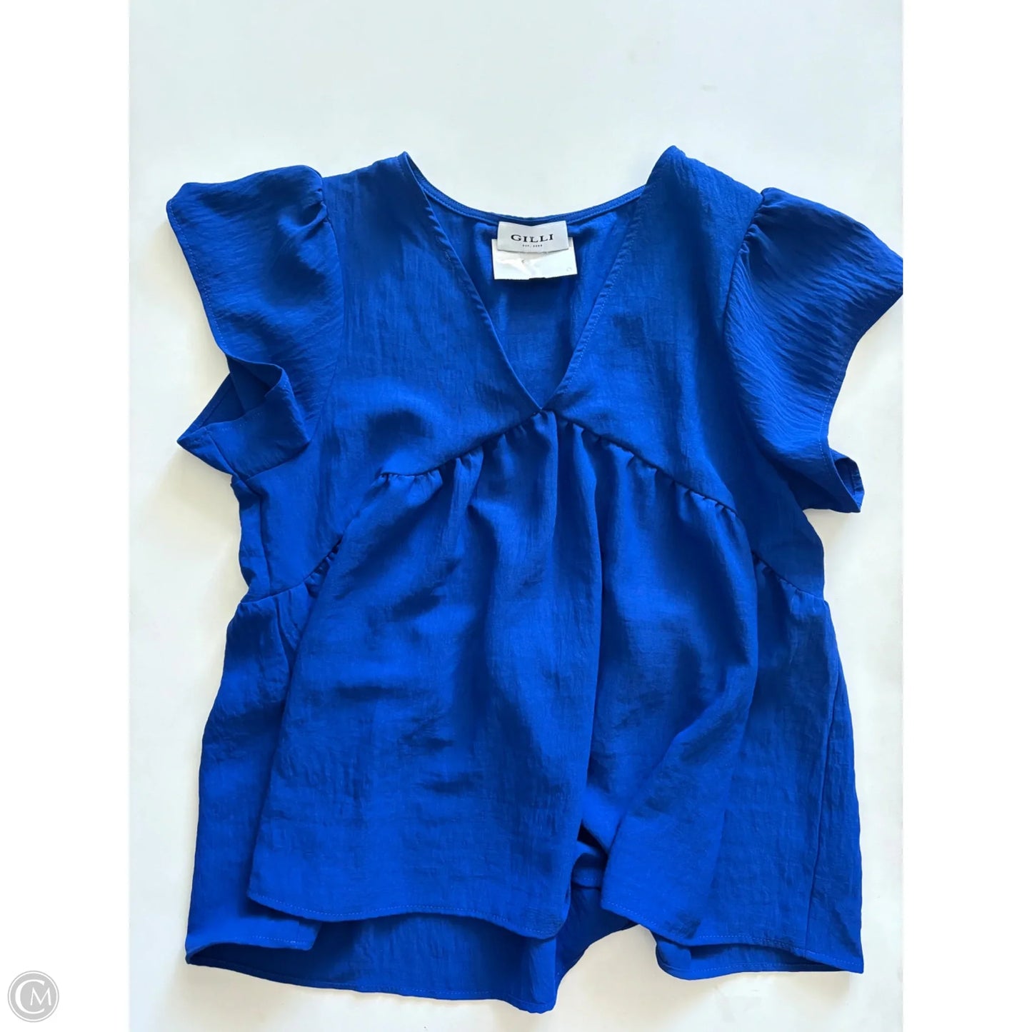 Blouse Short Sleeve By Gilli In Blue, Size: L