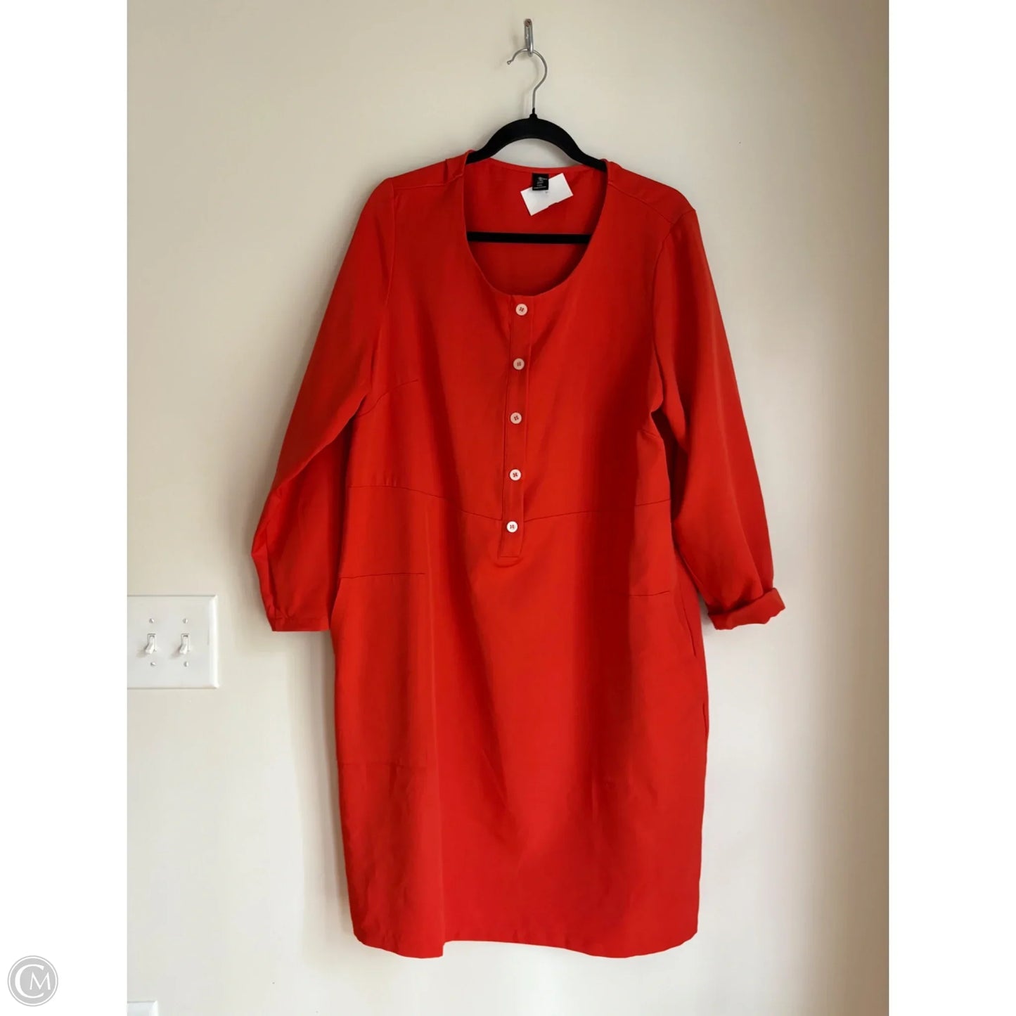 Dress Casual Midi By y of curve In Orange, Size: 1x