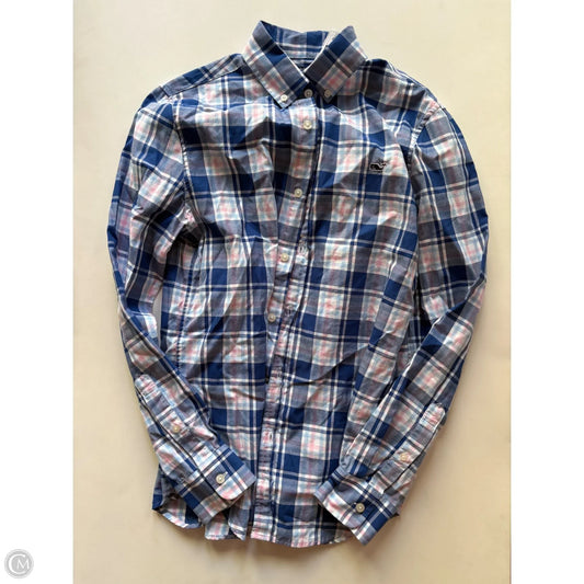 Blouse Long Sleeve By Vineyard Vines In Plaid Pattern, Size: Xs