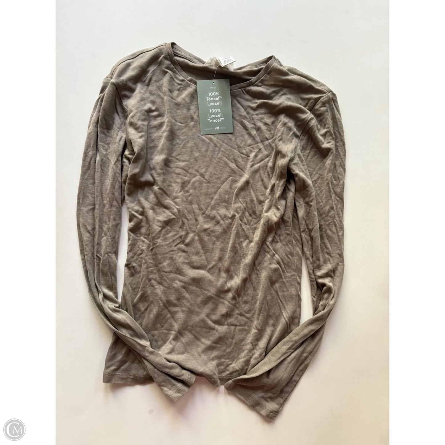Blouse Long Sleeve By H&m In Tan, Size: S