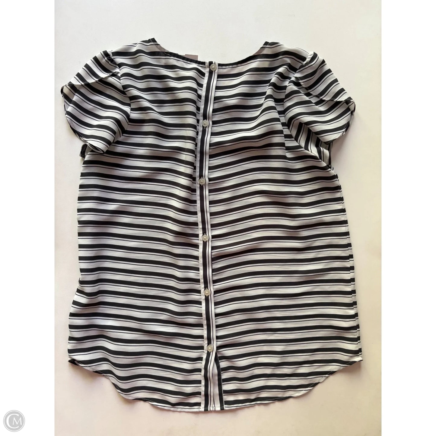 Blouse Short Sleeve By Loft In Striped Pattern, Size: M