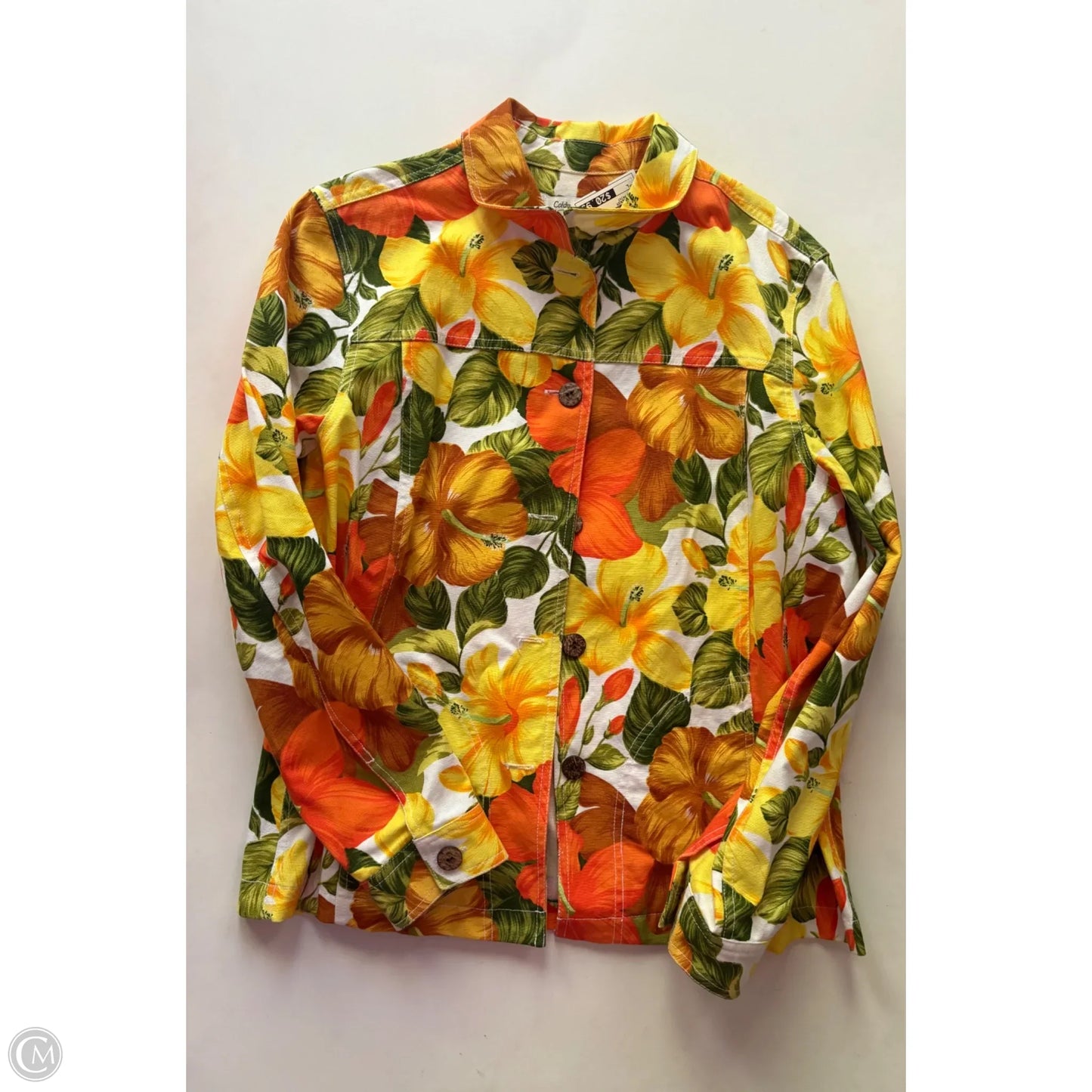 Jacket Denim By Coldwater Creek In Floral Print, Size: L