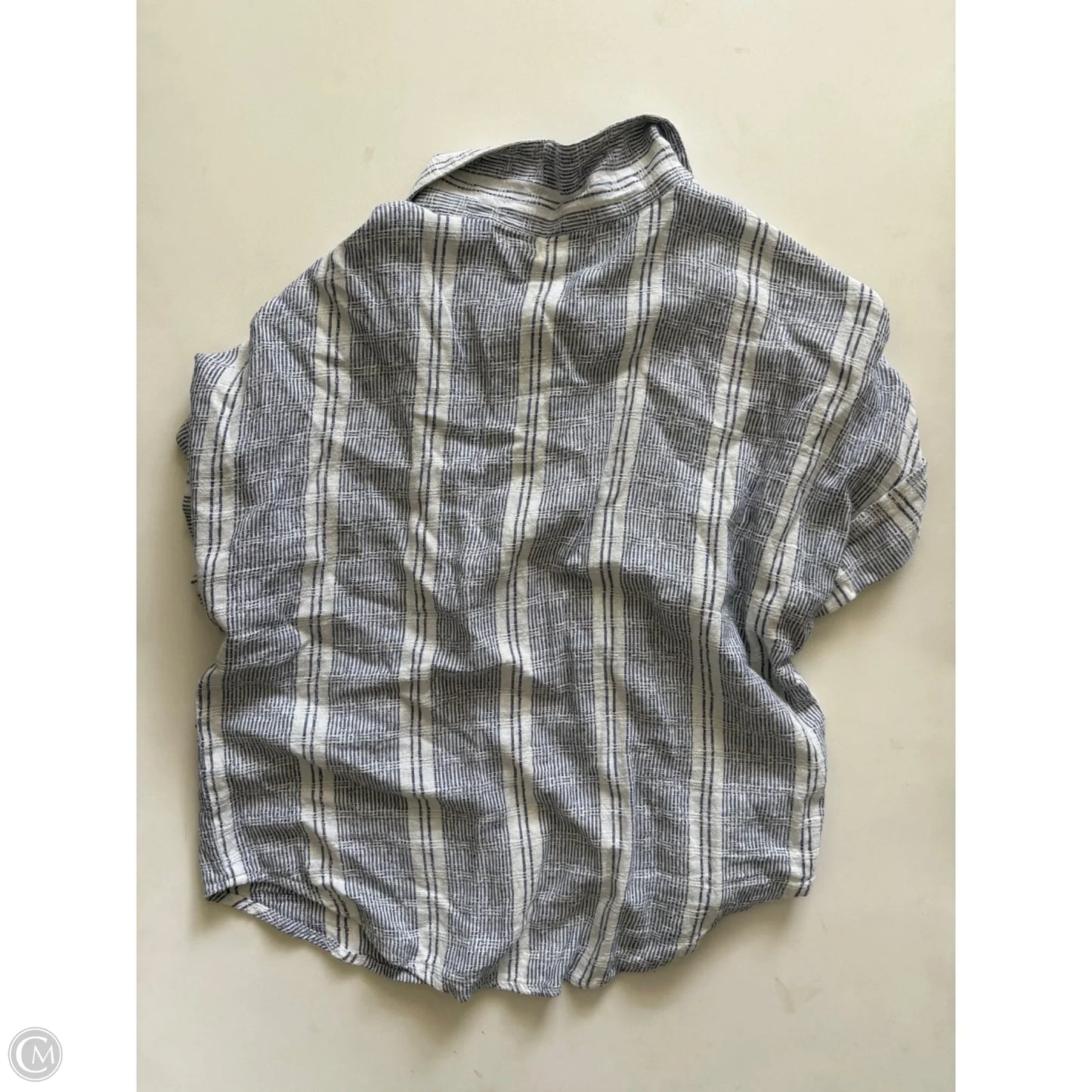 Blouse Short Sleeve By Japna In Striped Pattern, Size: M