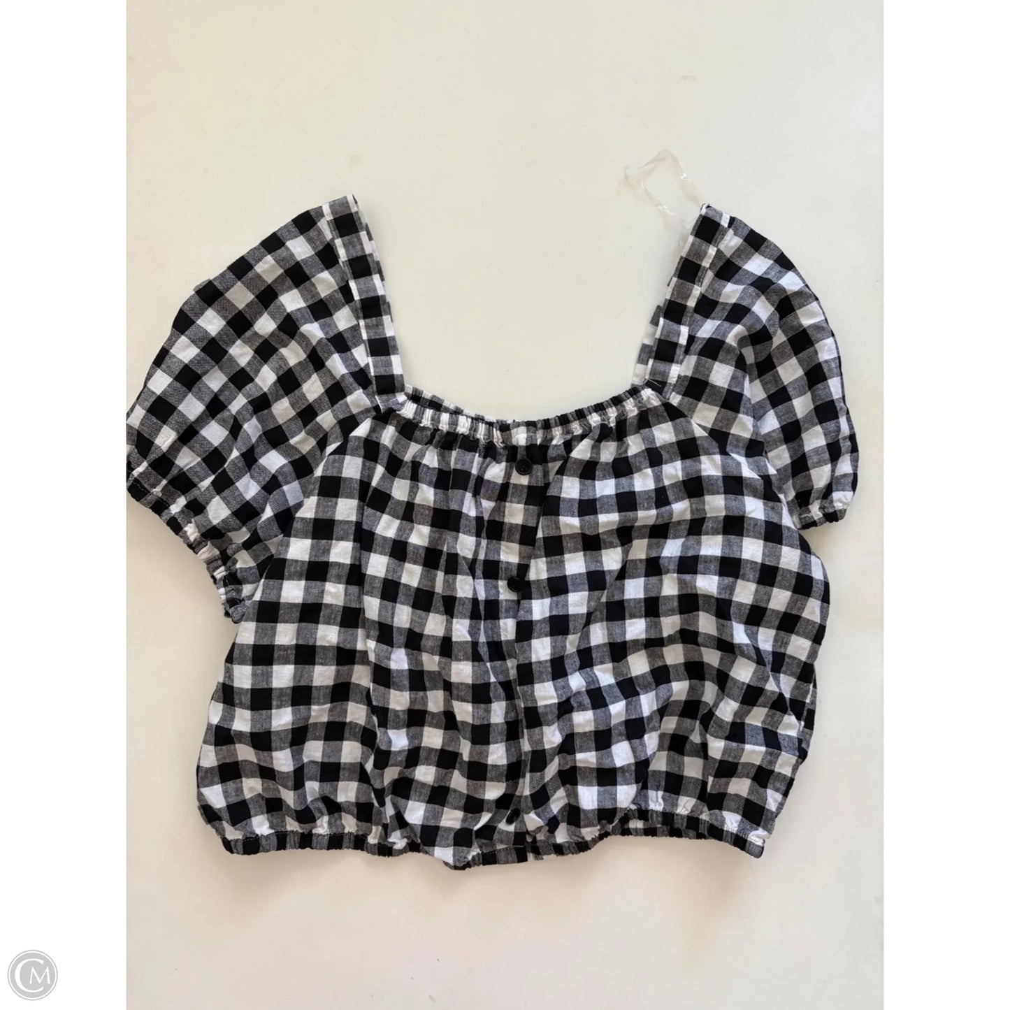 Top Short Sleeve By Cato In Black & White, Size: 18