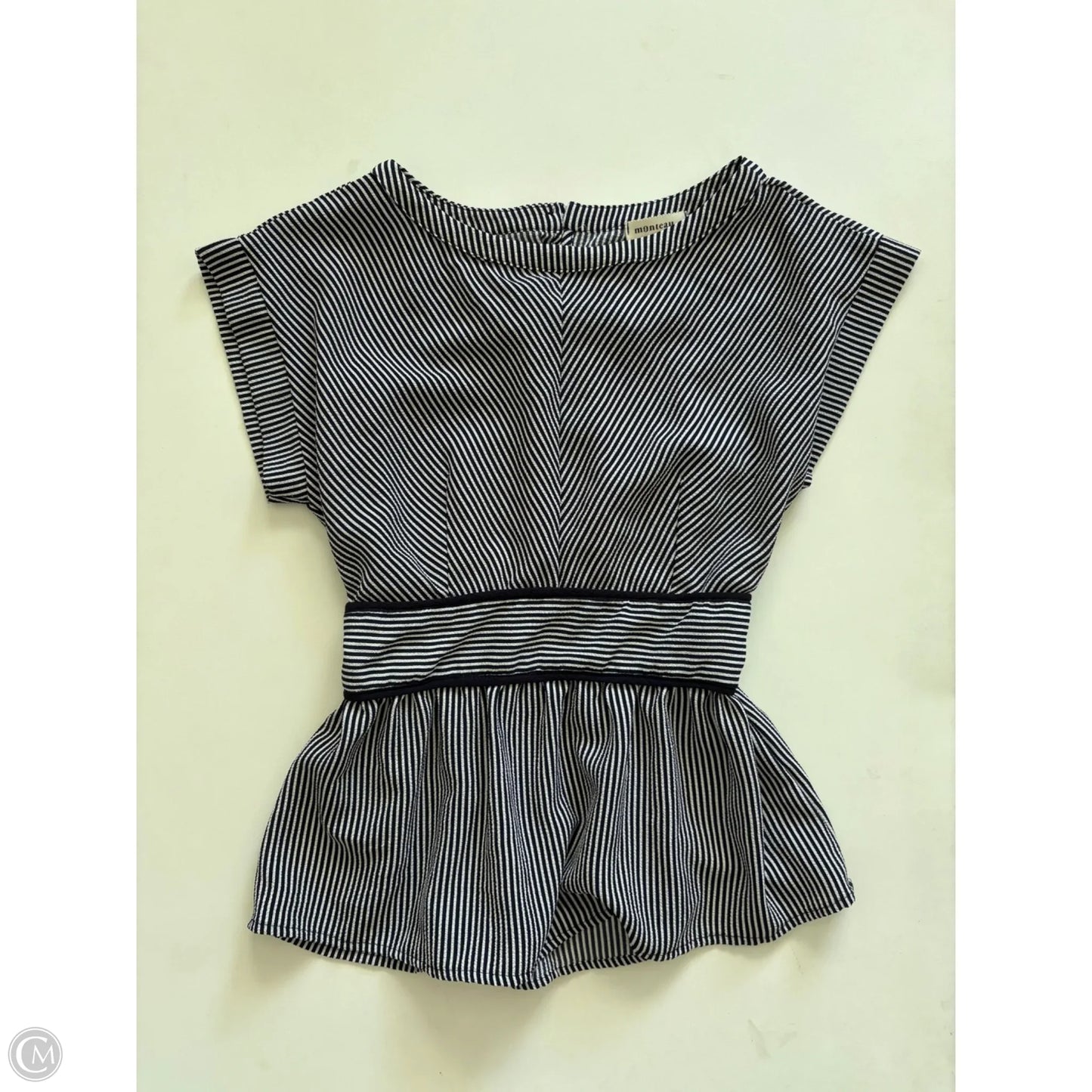 Top Short Sleeve By Monteau In Striped Pattern, Size: S