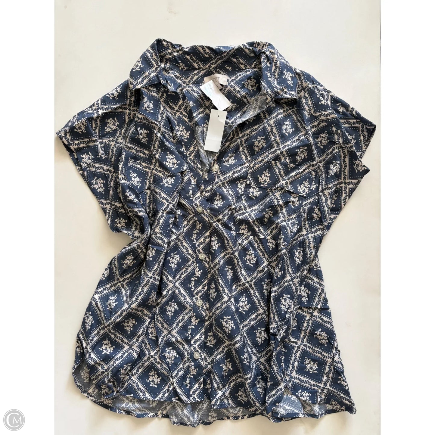 Top Short Sleeve By Loft In Blue, Size: Xl