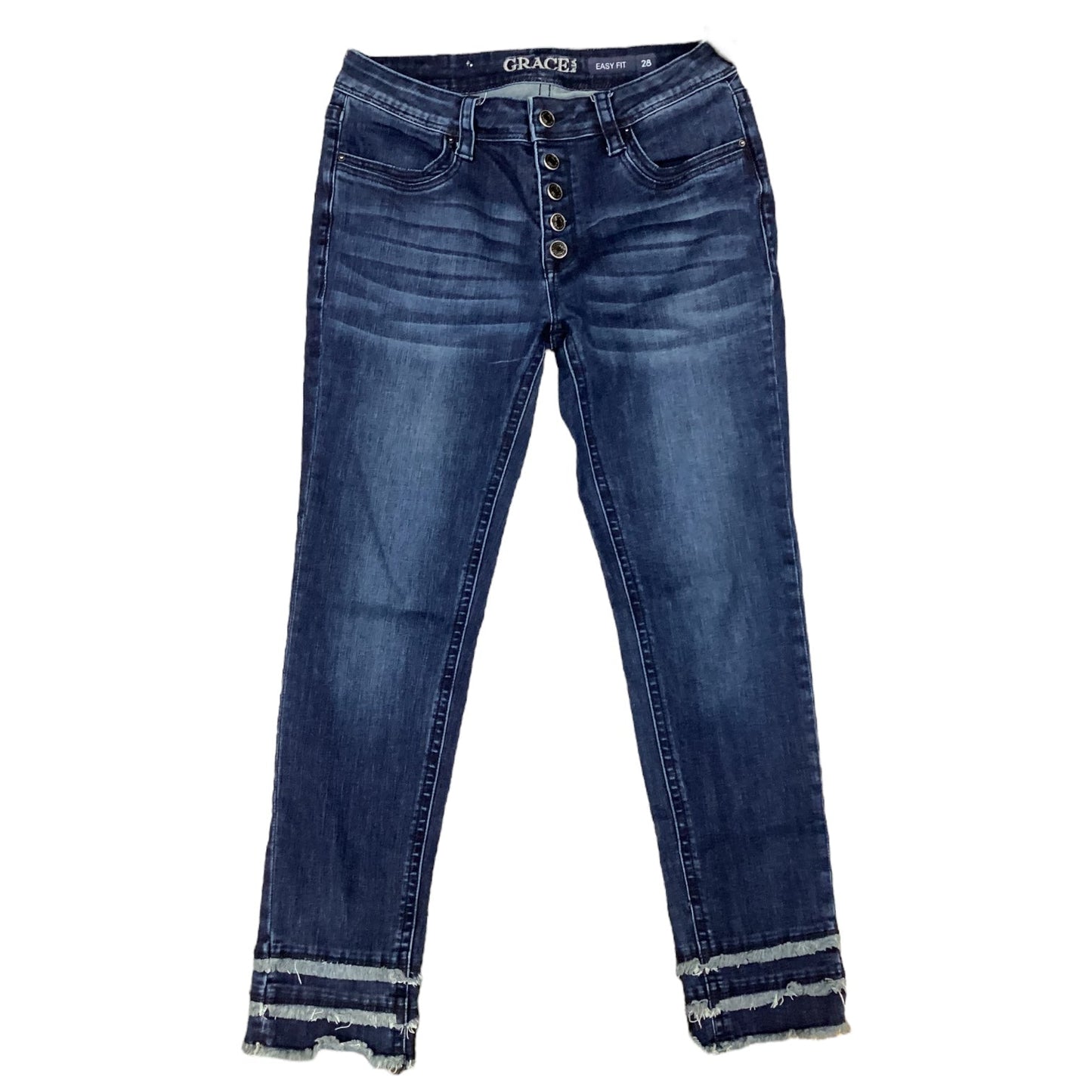 Jeans Straight By Grace In Blue Denim, Size:6