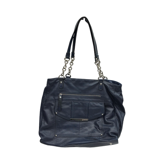 Handbag Leather By B. Makowsky In Navy, Size:Large