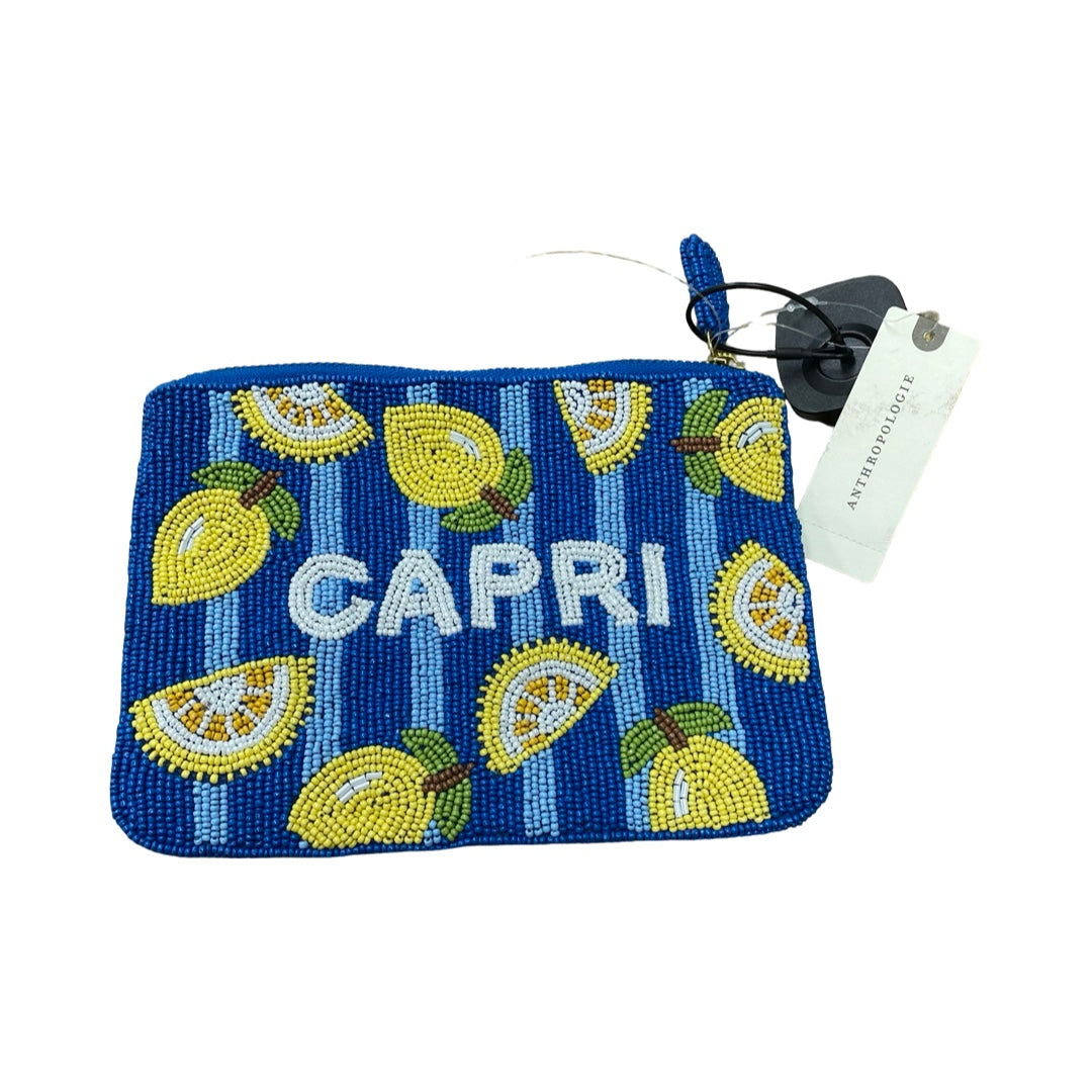 Makeup Bag By Anthropologie In Blue & Yellow, Size:Small