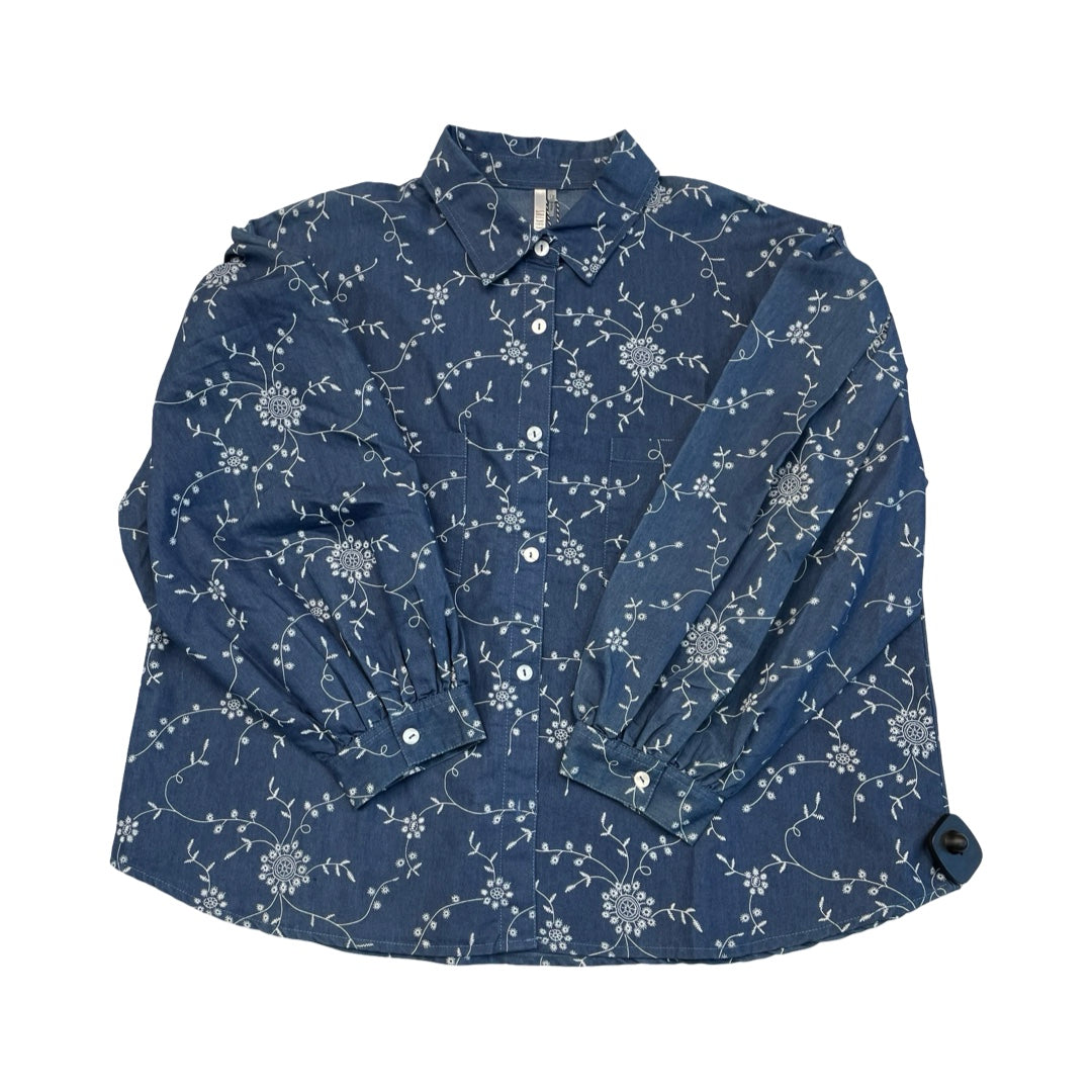 Top Ls By Kaktus In Blue Denim, Size:1X