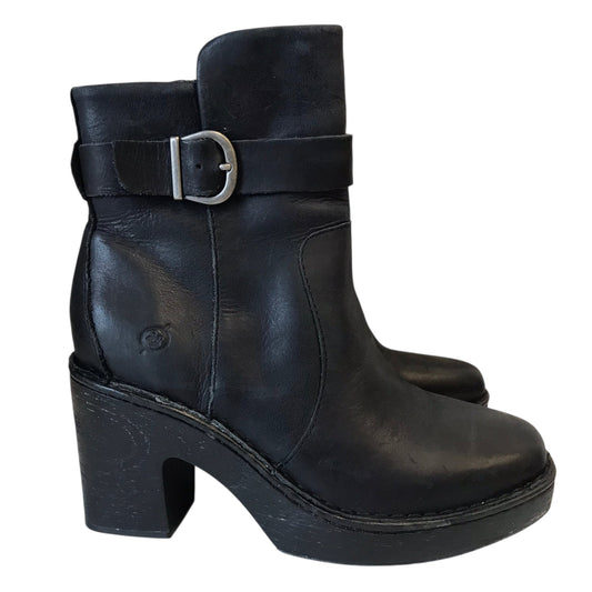 Boots Ankle Heels By Born In Black, Size:6.5