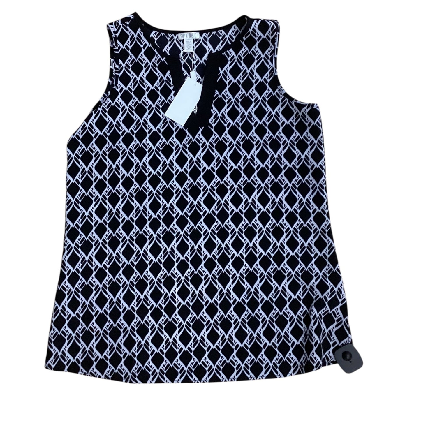 Top Sleeveless By Spense In Black & Grey, Size:Sp