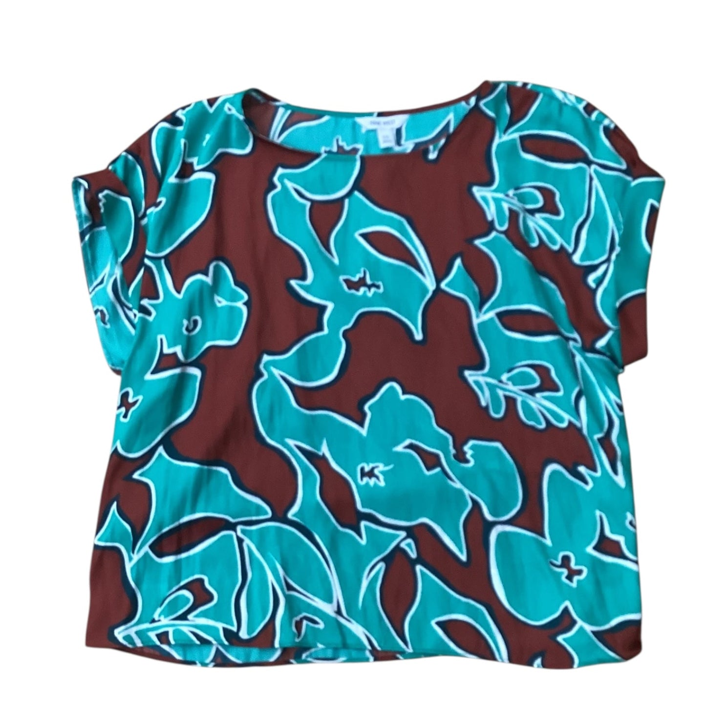 Top Sleeveless By Nine West In Brown & Green, Size:1X