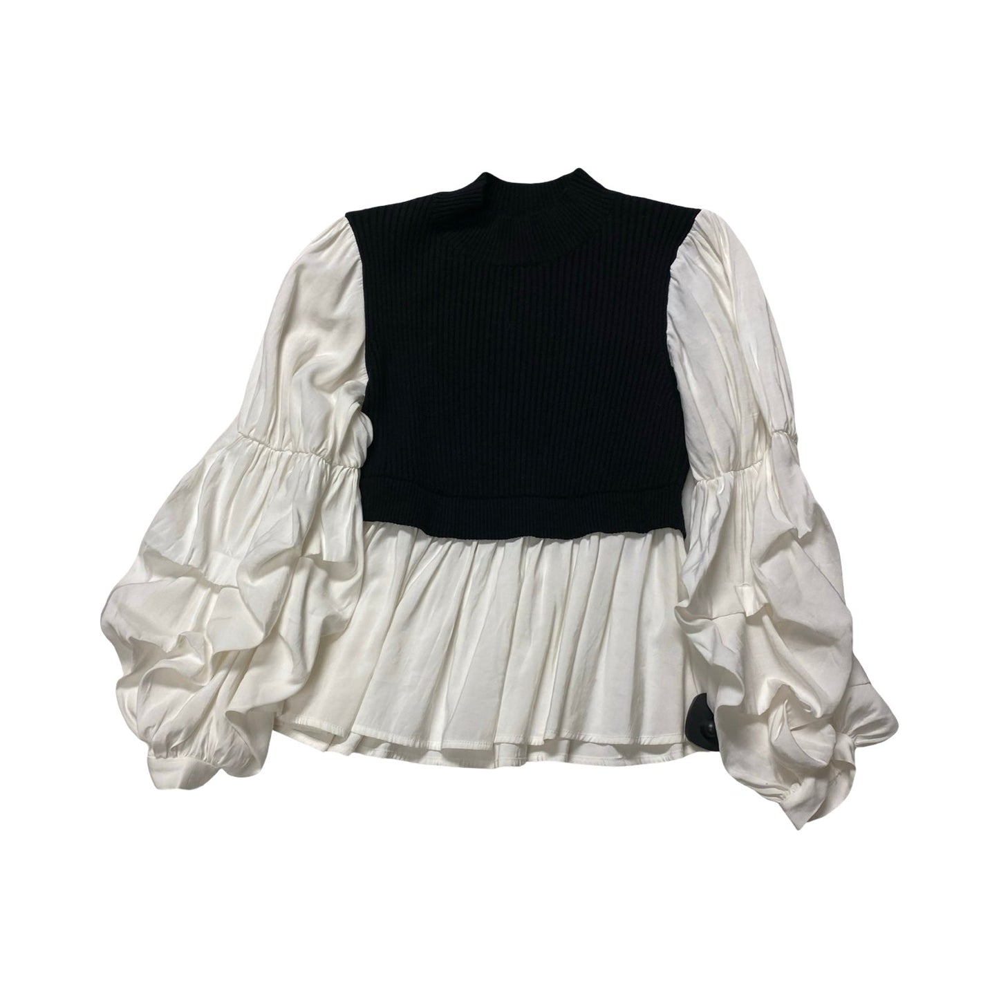 Top Ls By English Factory In Black & White, Size:Xs