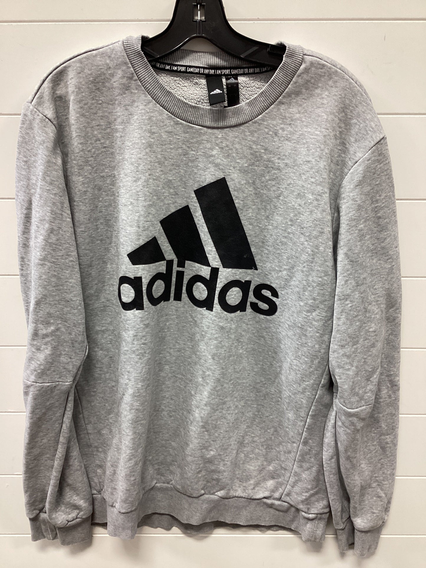 Athletic Sweatshirt Crewneck By Adidas In Grey, Size:L