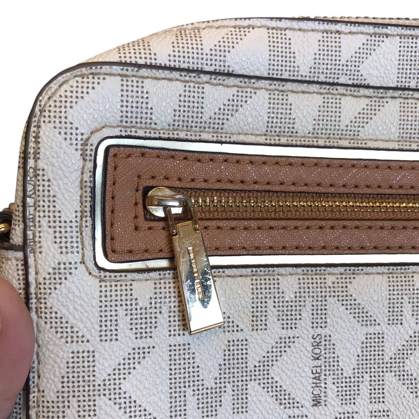Crossbody Designer By Michael Kors In Cream, Size:Medium