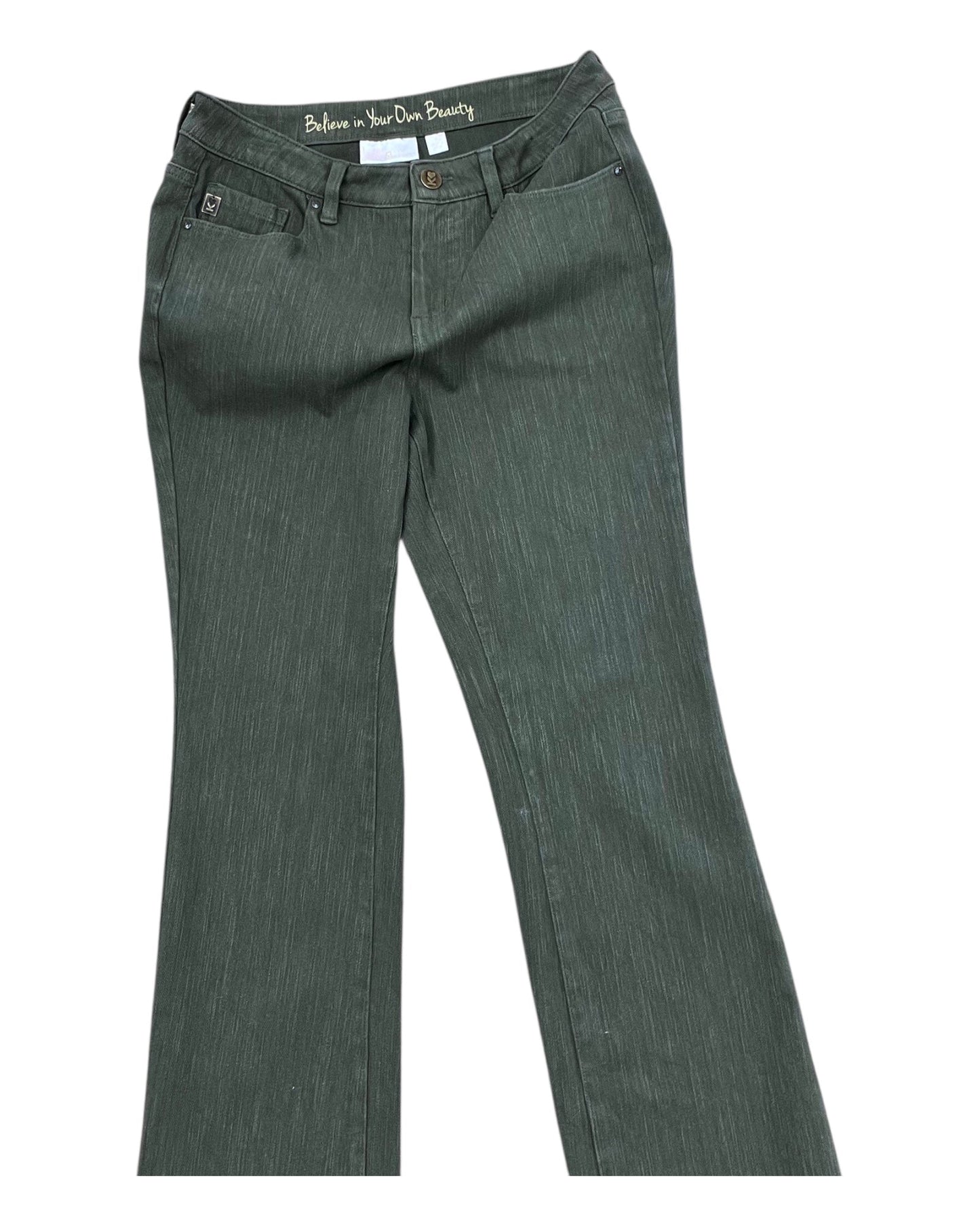 Jeans Straight By Belle By Kim Gravel In Green Denim, Size:8