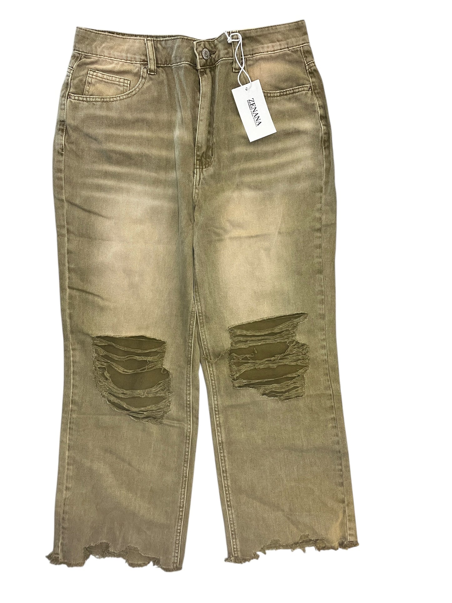 Jeans Wide Leg By Zenana In Tan, Size:10