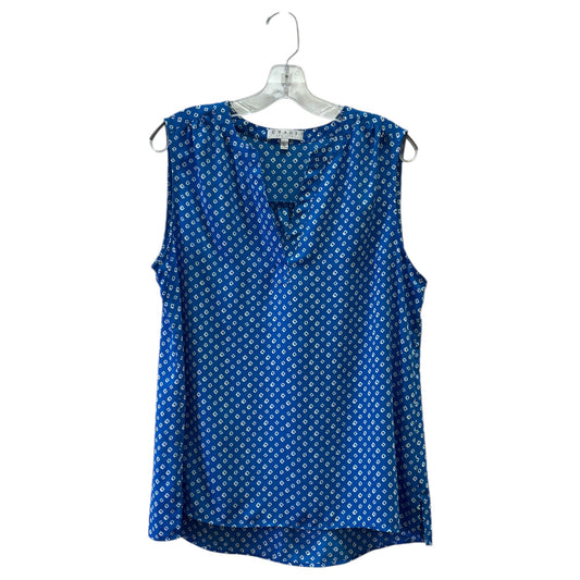 Blouse Sleeveless By Chaus In Blue & White, Size:L