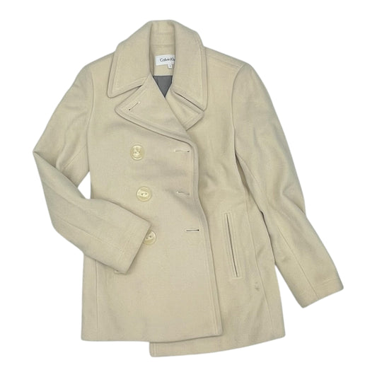 Coat Wool By Calvin Klein In Cream, Size:S