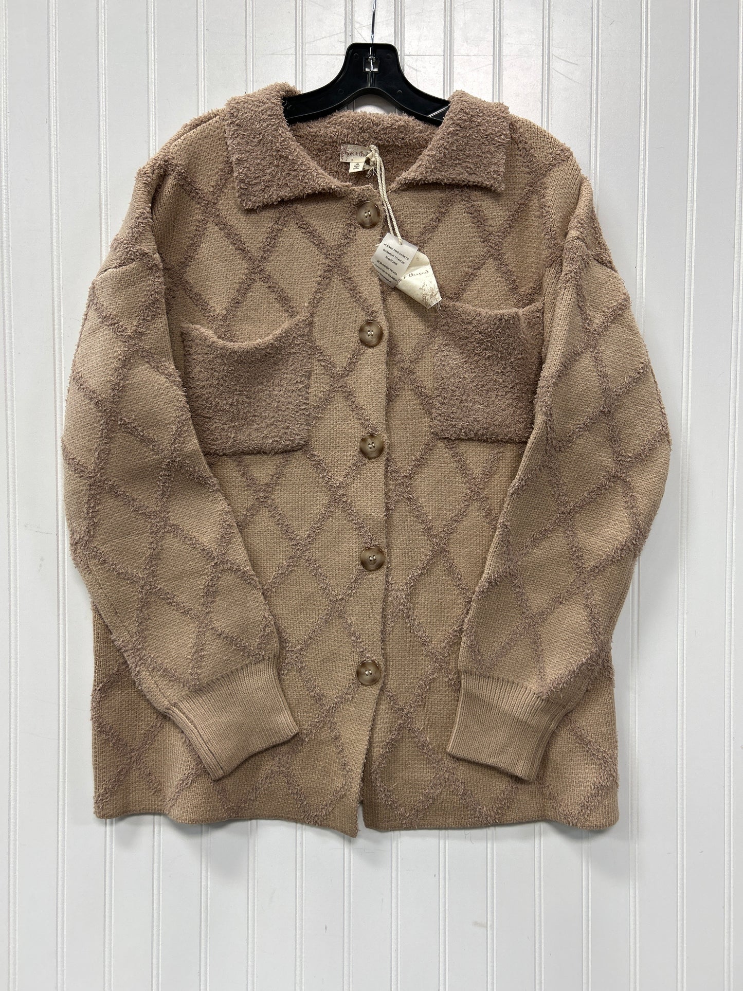 Jacket Fleece By Hem & Thread In Brown, Size:M