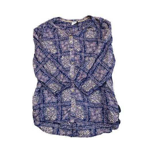 Top 3/4 Sleeve By Anthropologie In Blue & Purple, Size:L