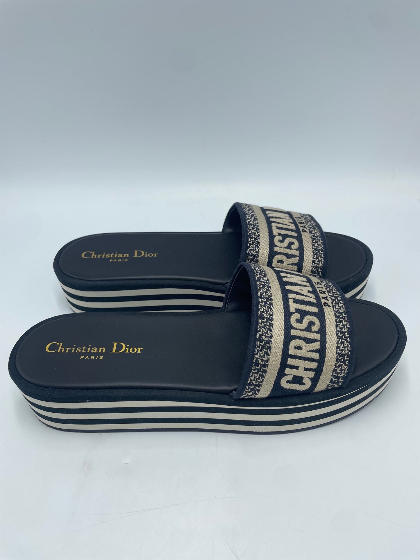 Christian Dior Dway Platform Designer Luxury Slides, Size: 8