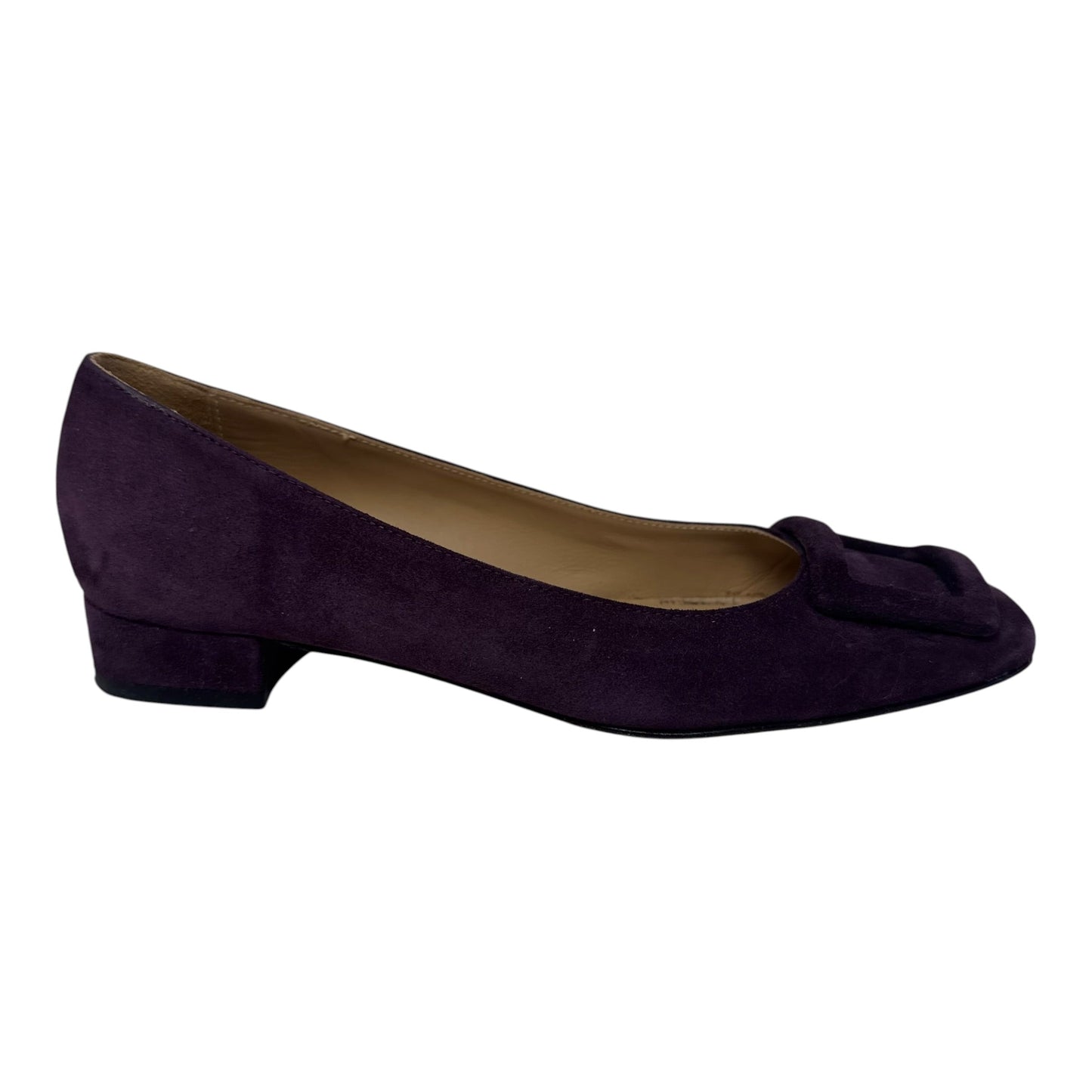 Suede Shoes Heels Block By Ann Mashburn In Purple, Size: 7.5 (37.5)