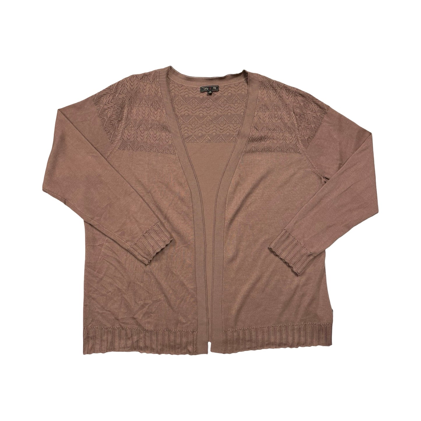 Sweater Cardigan By LETY & ME In Brown, Size:1X