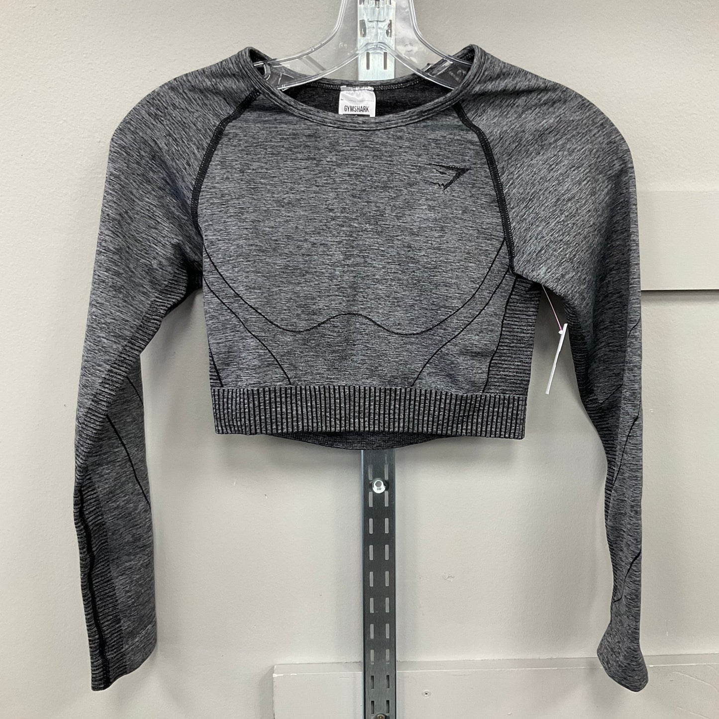 Athletic Top Ls Crewneck By Gym Shark In Black & Grey, Size:S