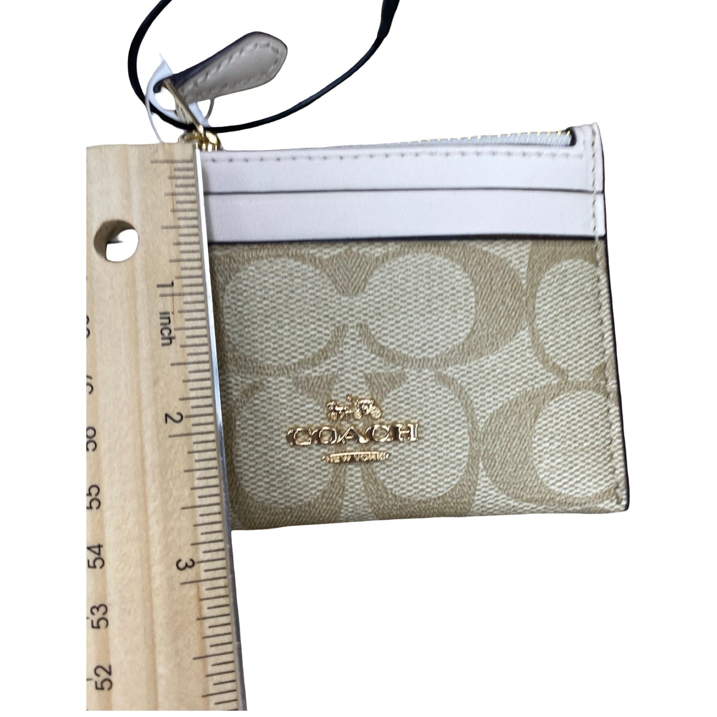 Id/Card Holder Designer By Coach In Brown & Cream