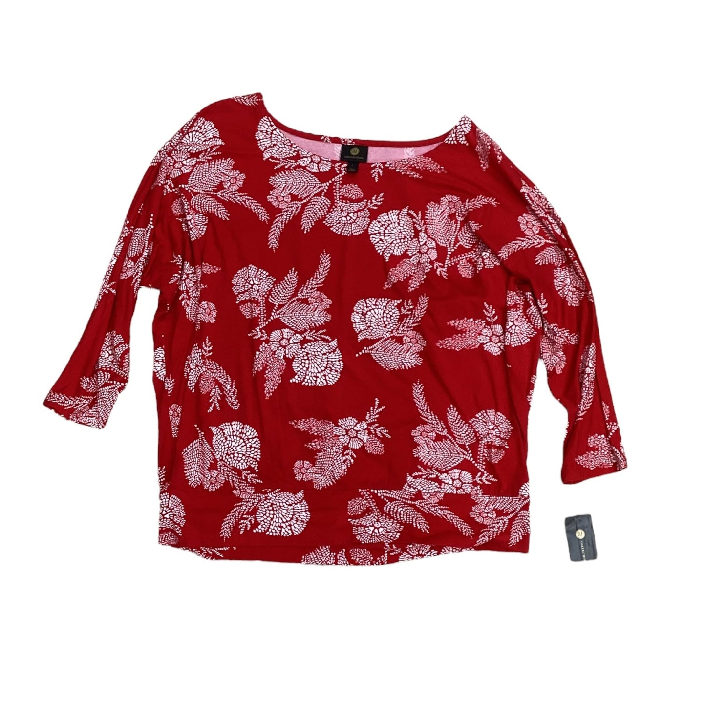 Top 3/4 Sleeve By Jm Collections In Red & White, Size:L