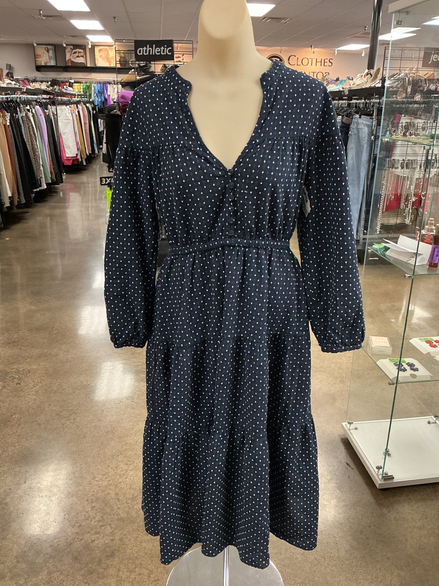 Dress Casual Maxi By Madewell In Blue & White, Size:M