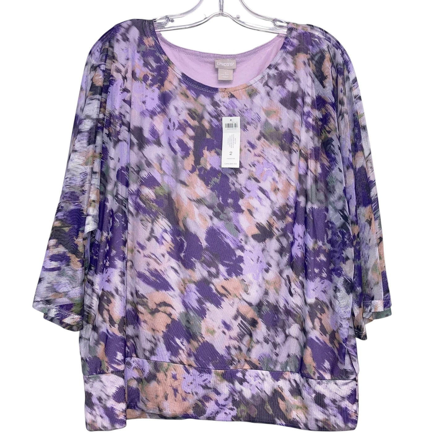 Top 3/4 Sleeve By Chicos In Purple, Size:L