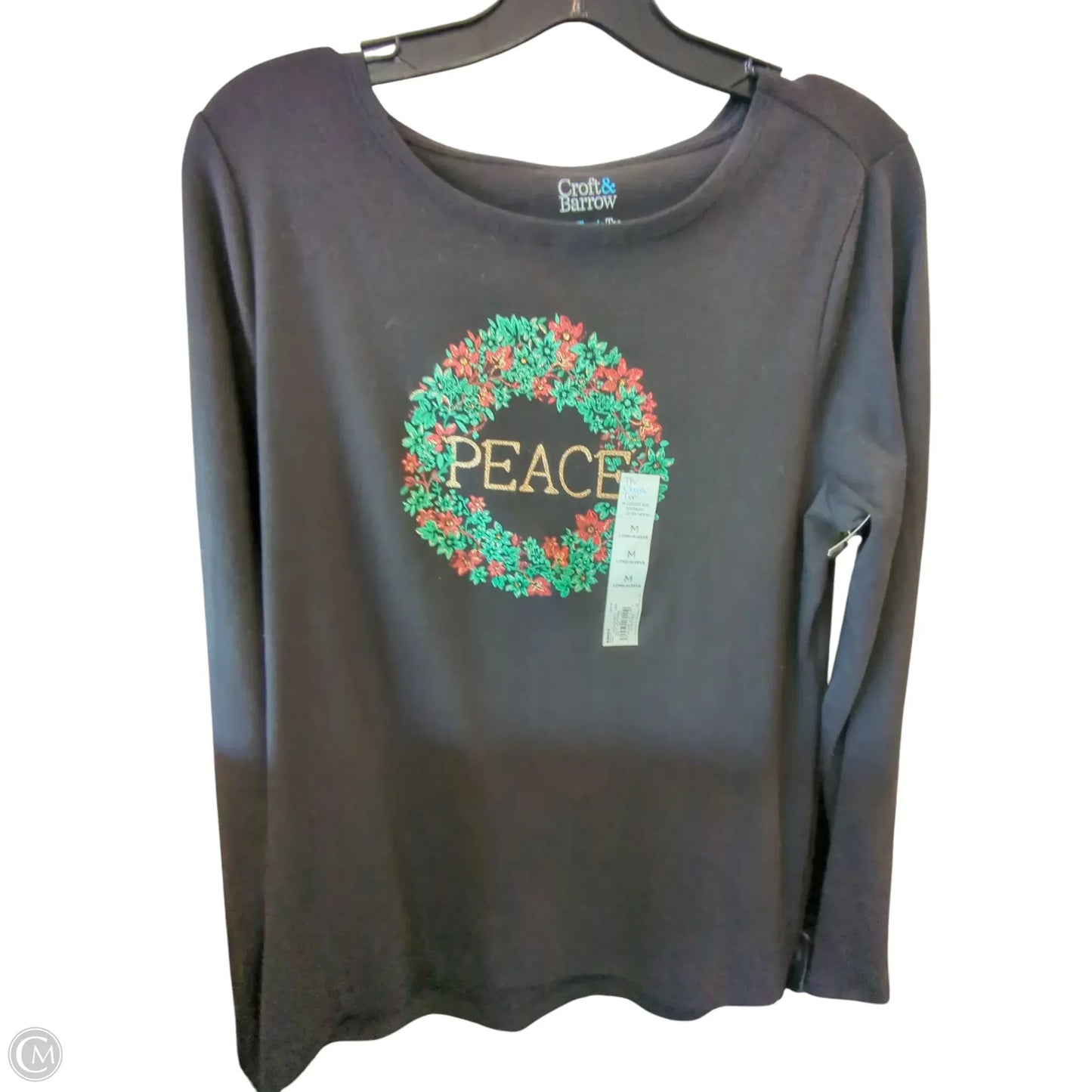 Top Long Sleeve By Croft And Barrow In Black, Size: M