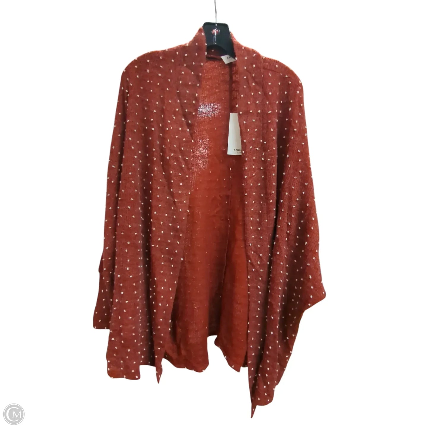 Cardigan By Andree By Unit In Orange & White, Size: 1x