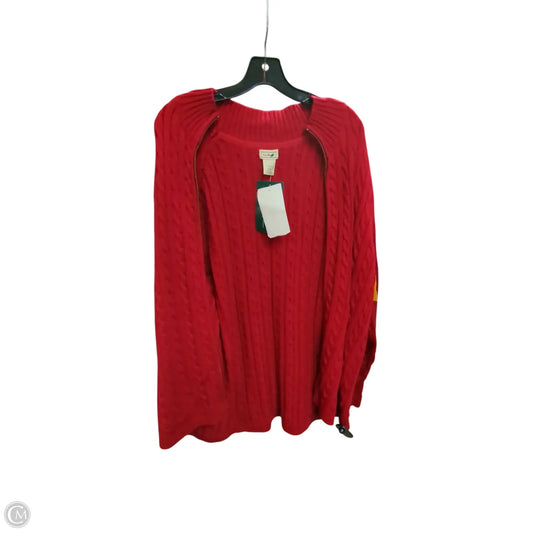 Sweater Cardigan By L.l. Bean In Red, Size: 3x