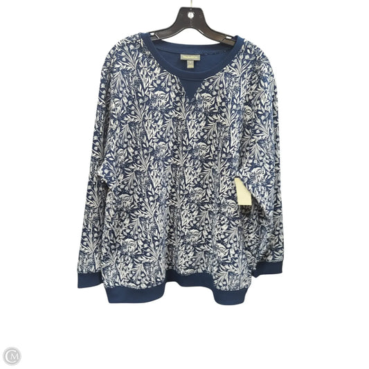 Sweatshirt Crewneck By Style And Company In Blue & White, Size: 2x