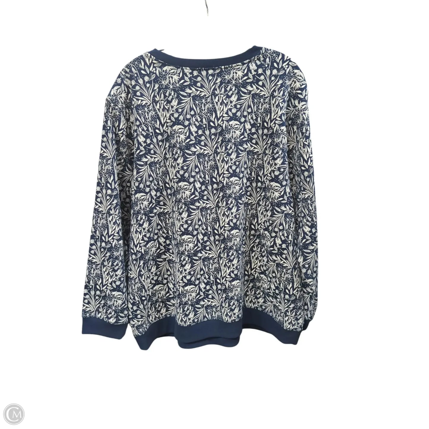 Sweatshirt Crewneck By Style And Company In Blue & White, Size: 2x