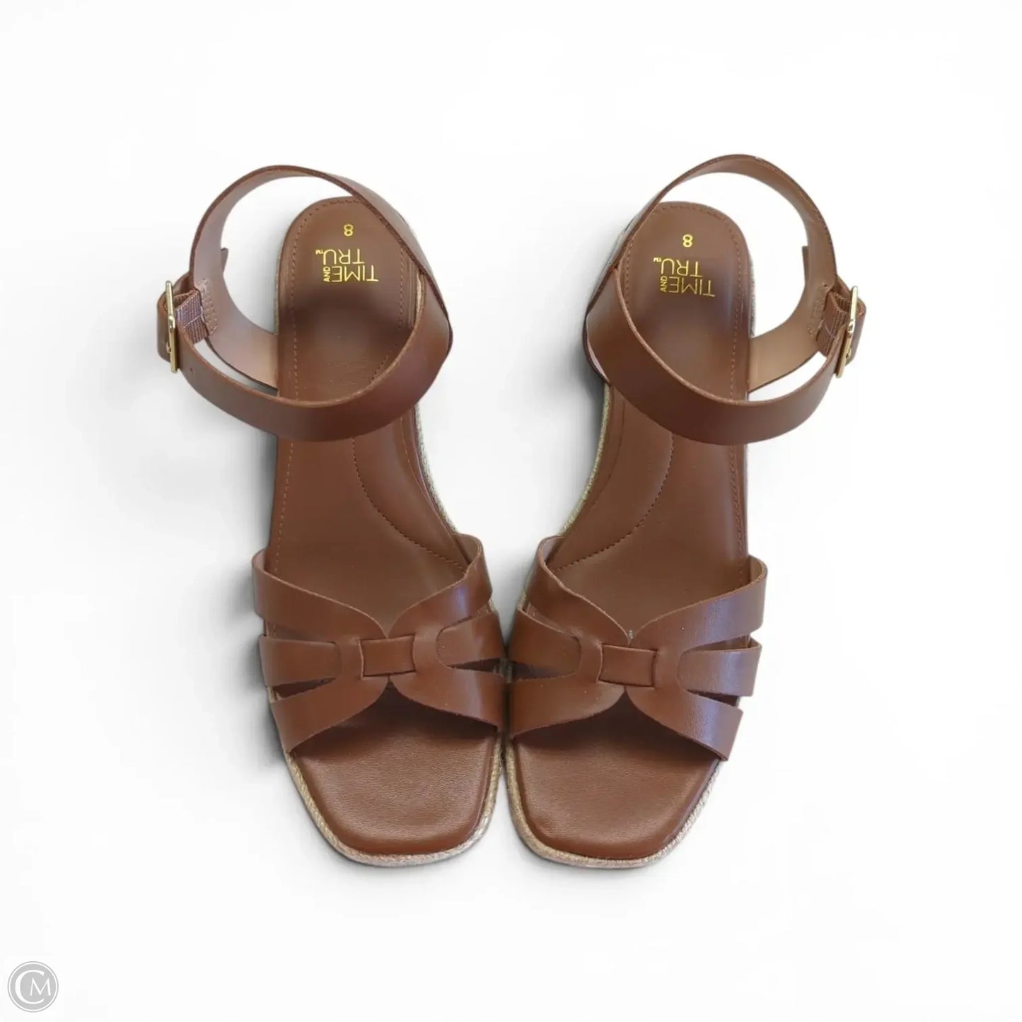 Sandals Heels Wedge By Time And Tru In Brown, Size: 8