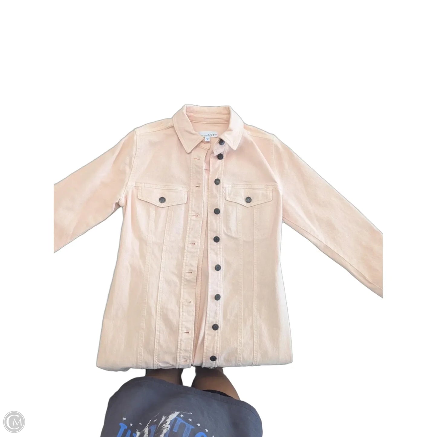 Jacket Denim By Loft In Pink, Size: 4