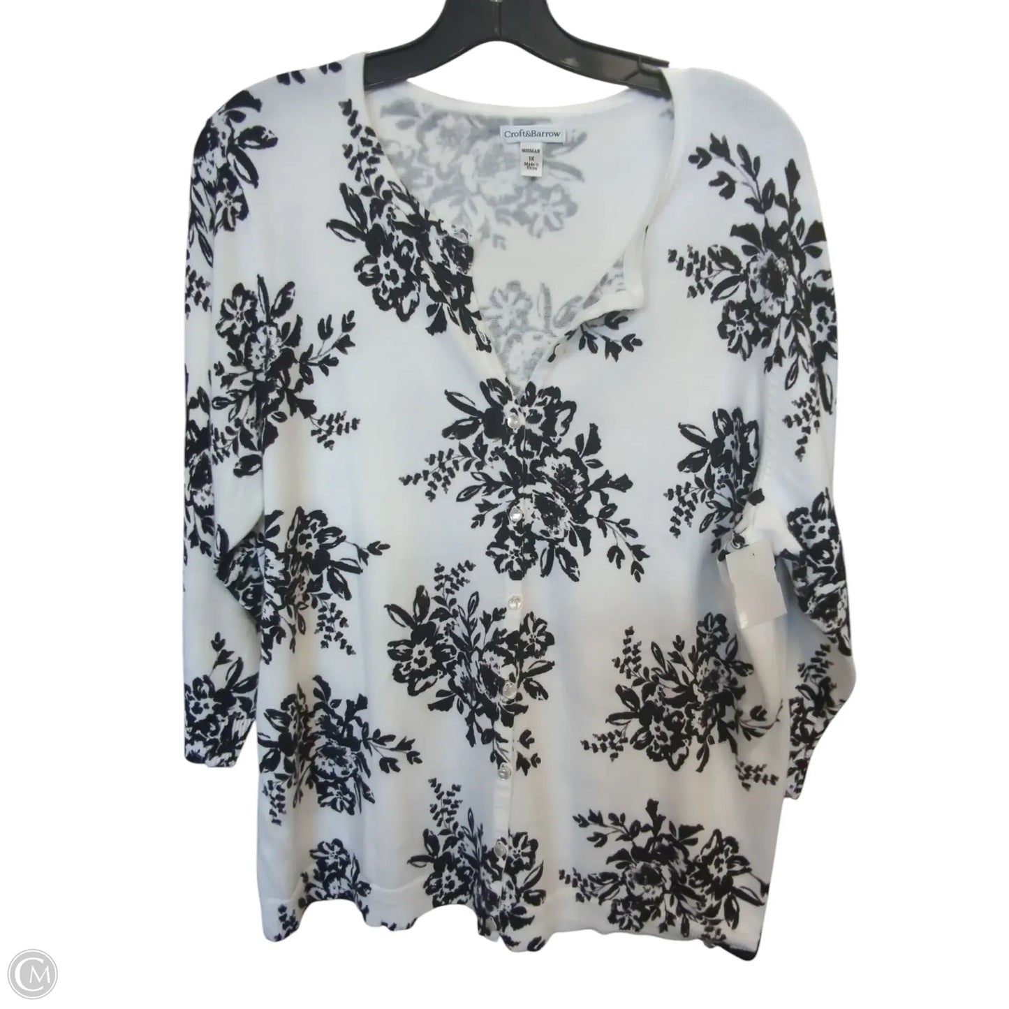 Cardigan By Croft And Barrow In Black & White, Size: 1x