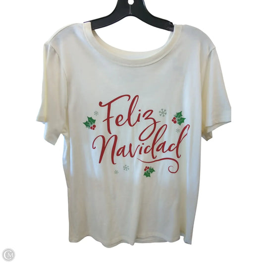 Top Short Sleeve Basic By Zoe And Liv In Ivory, Size: L