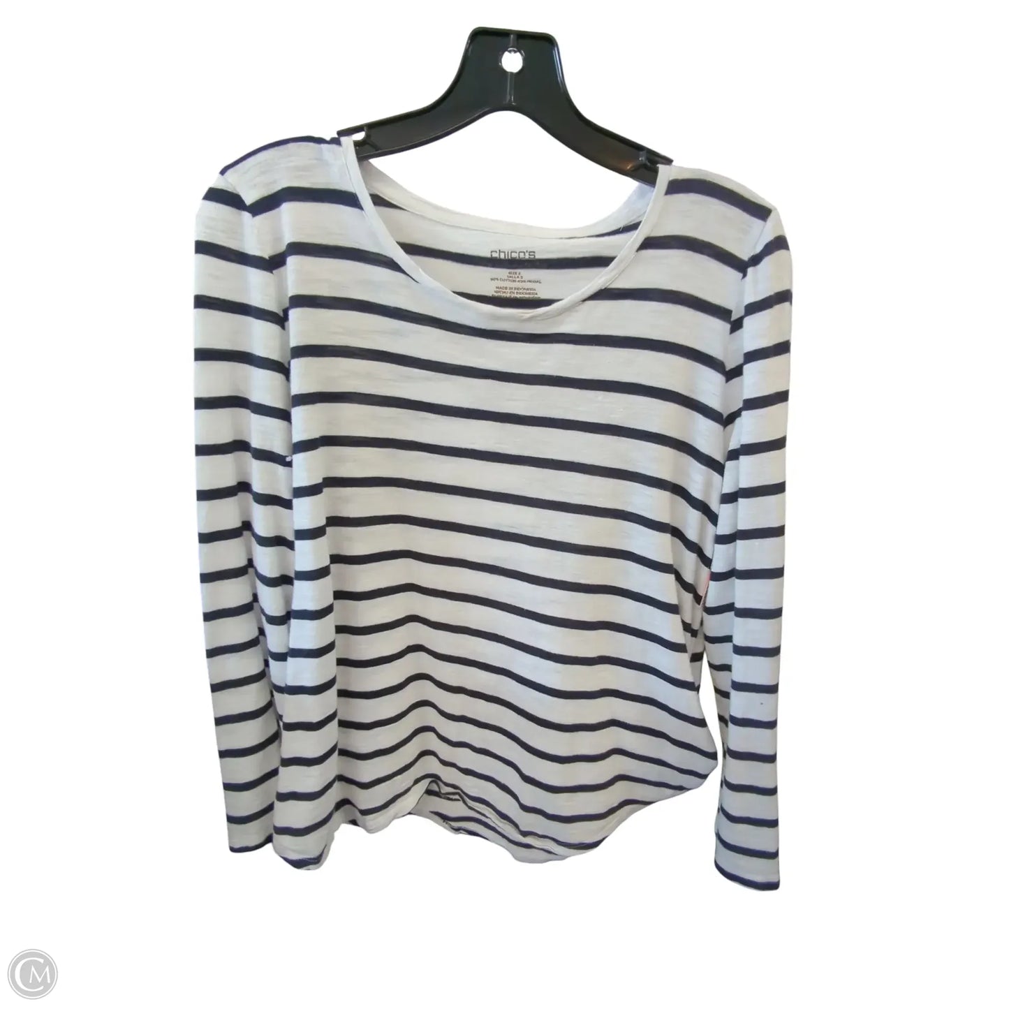 Top Long Sleeve By Chicos In Striped Pattern, Size: L
