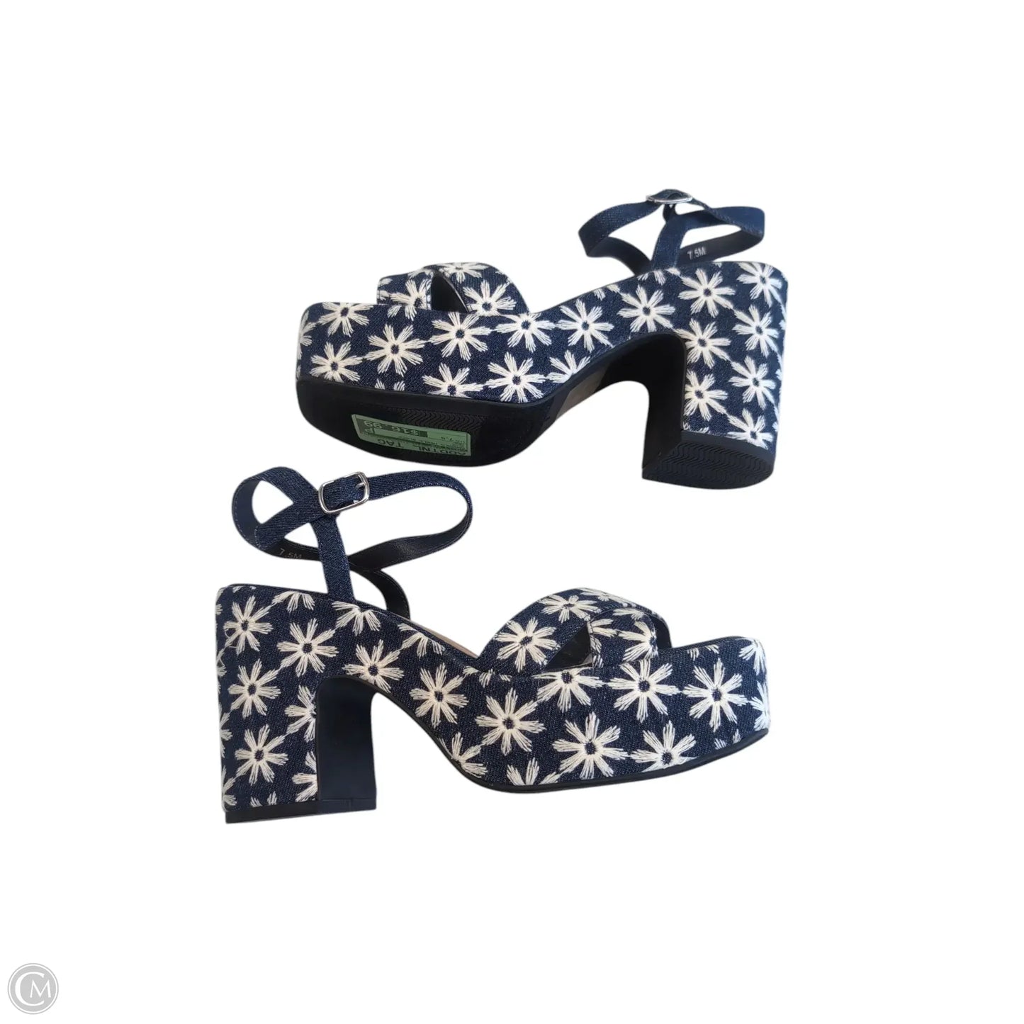 Sandals Heels Block By Jelly Pop In Blue, Size: 7.5