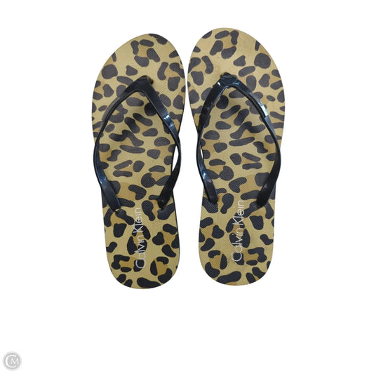 Sandals Flip Flops By Calvin Klein In Animal Print, Size: 9