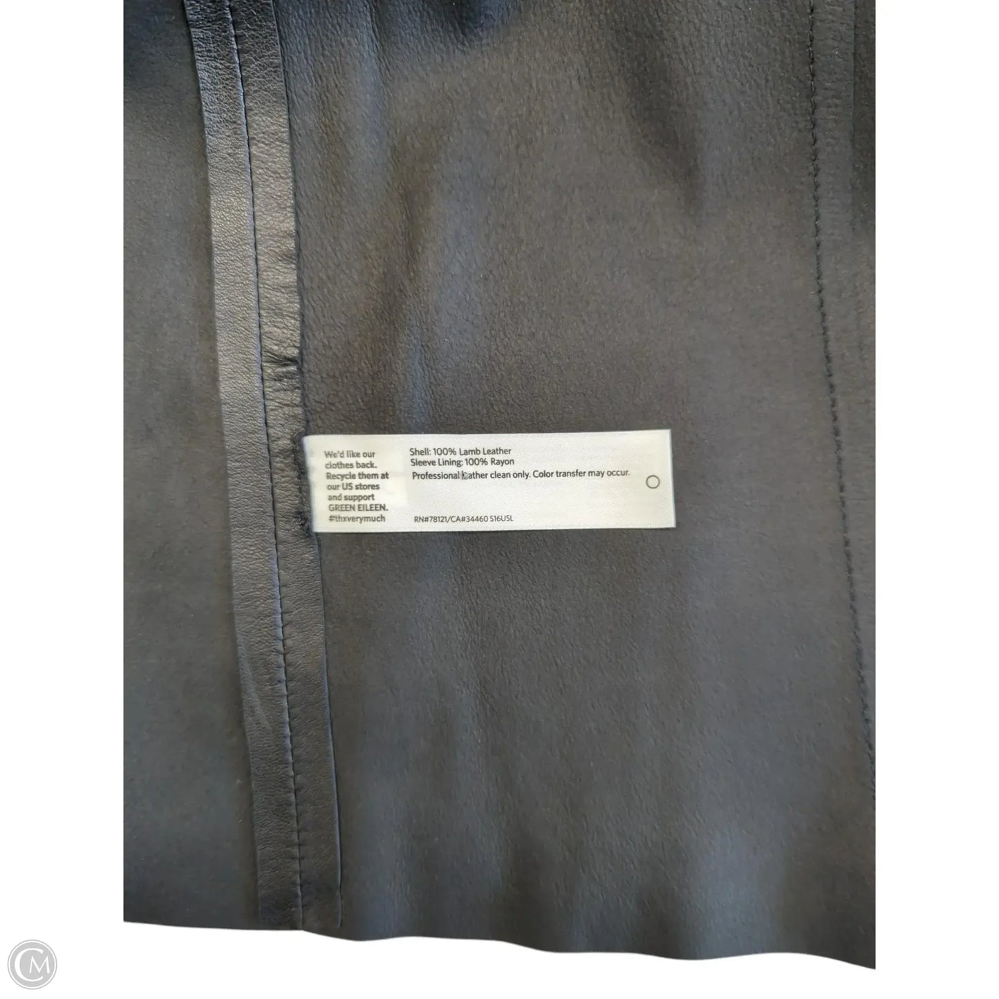 Jacket Leather By Eileen Fisher In Black, Size: Xl